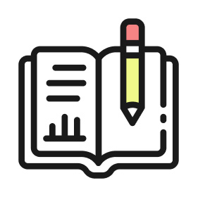 Icon of a pencil on an open notebook