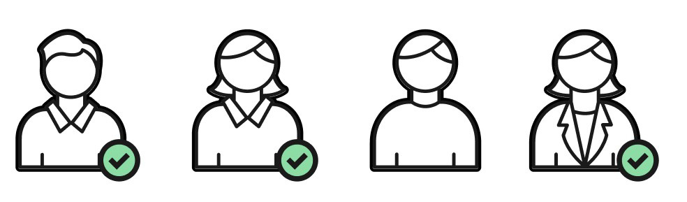 Illustration of four figures representing potential workshop participants. Three have checkboxes next to them while one does not.