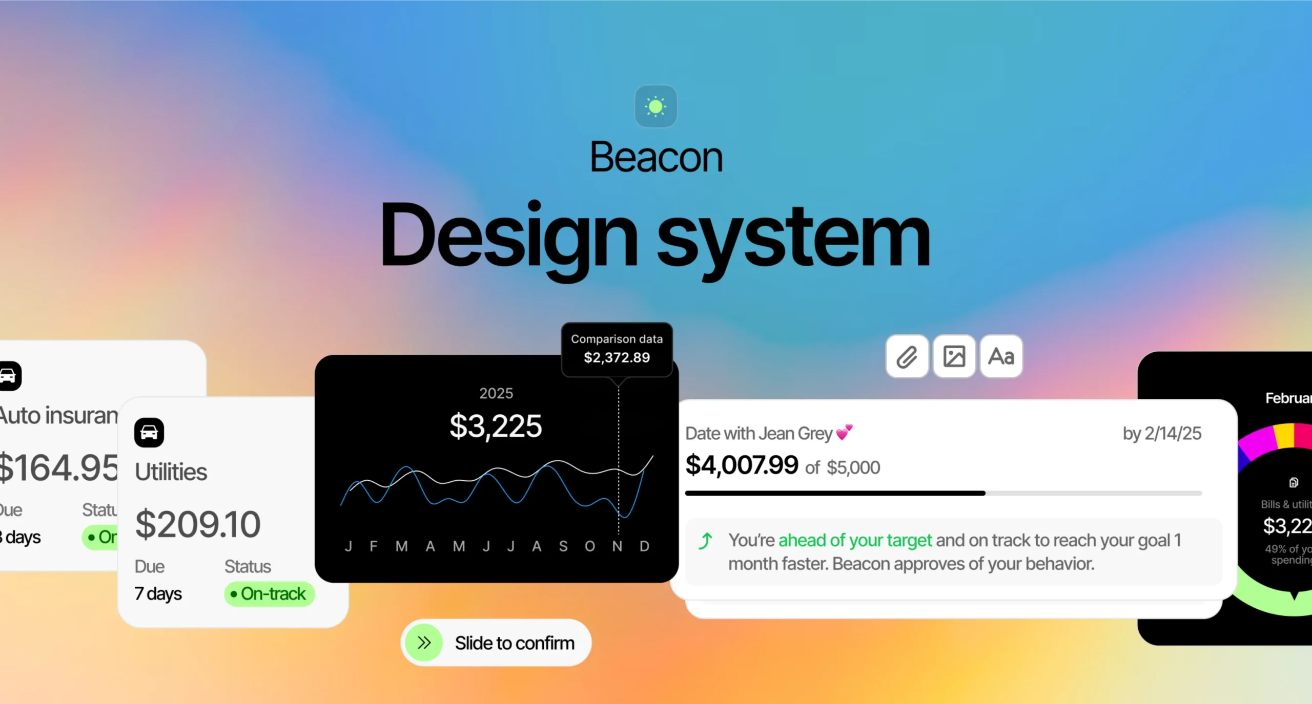 Beacon AI design system showcasing adaptive interface components and visual language for future-ready financial tools.